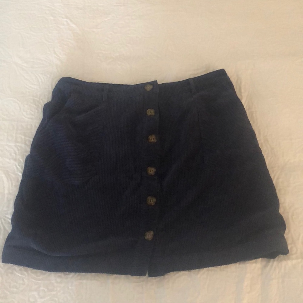Boutique bought blue corduroy button down skirt